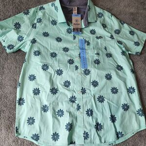 Hurley Patio Shirt Men's Large Stretch Turquoise Floral Print New With Tags